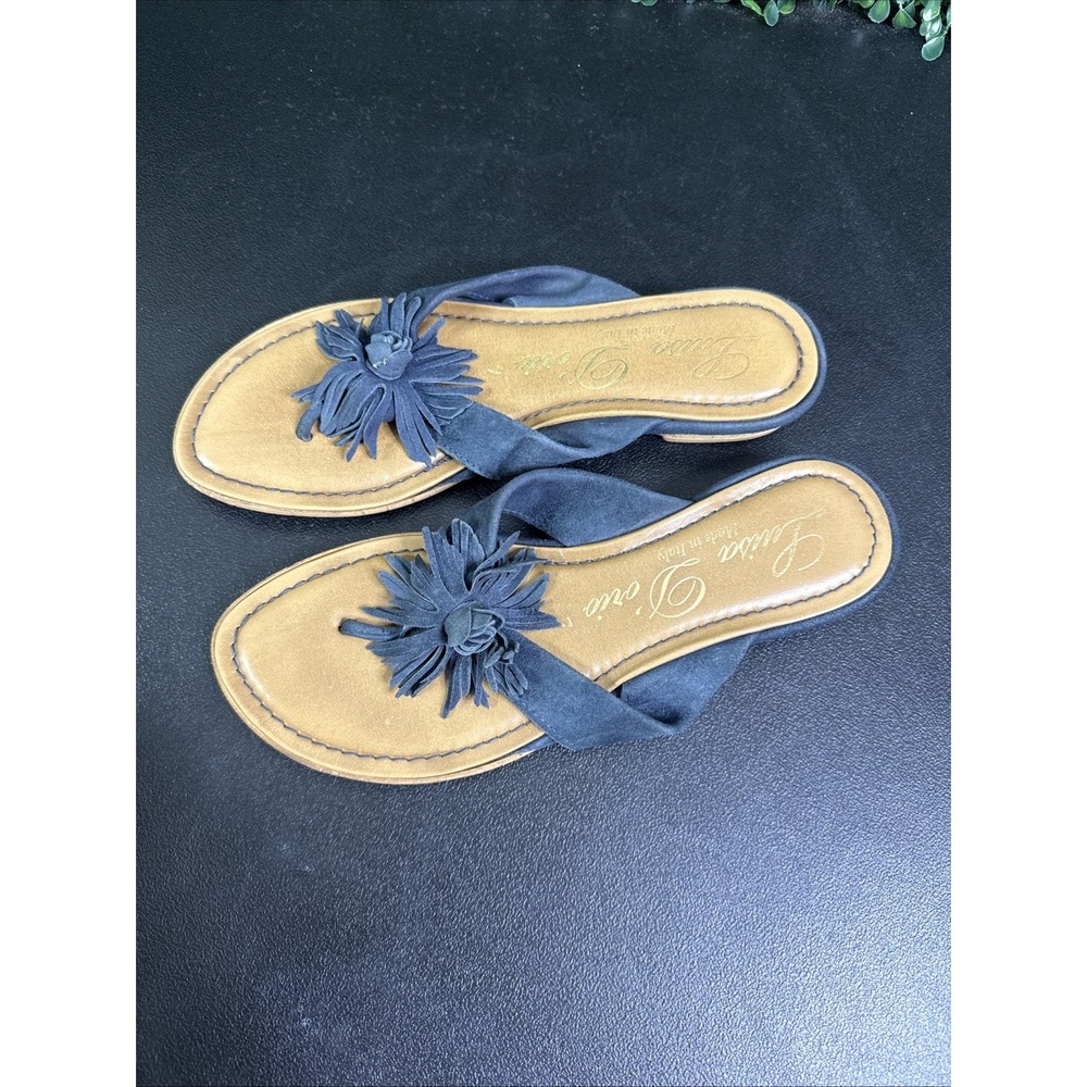 LUISA D'ORIO blue thong-style sandals Womens Sz 7 Made In Italy